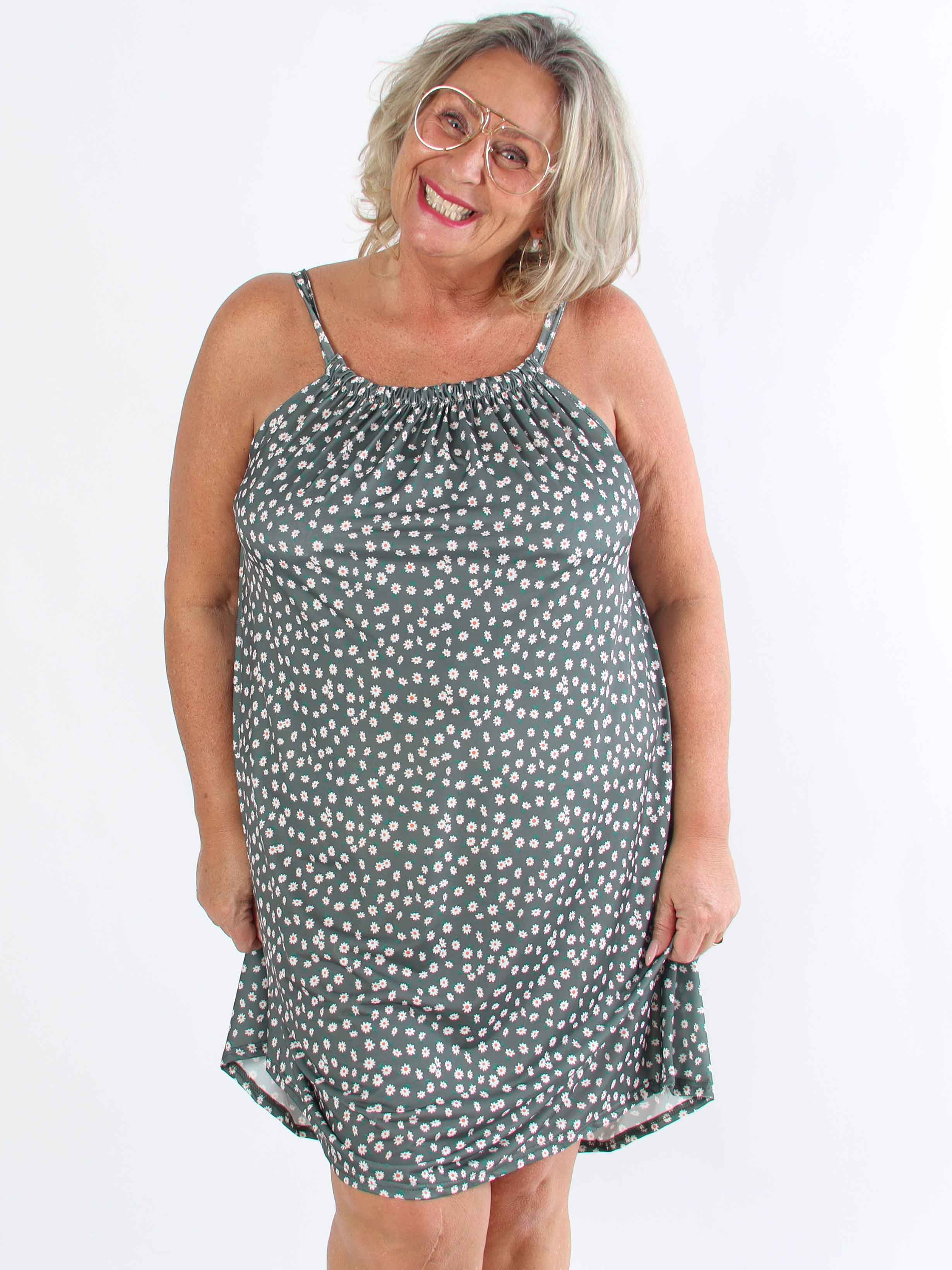 SunLove Small Flower - Elastisk klänning i plusstorlek med blommigt tryck